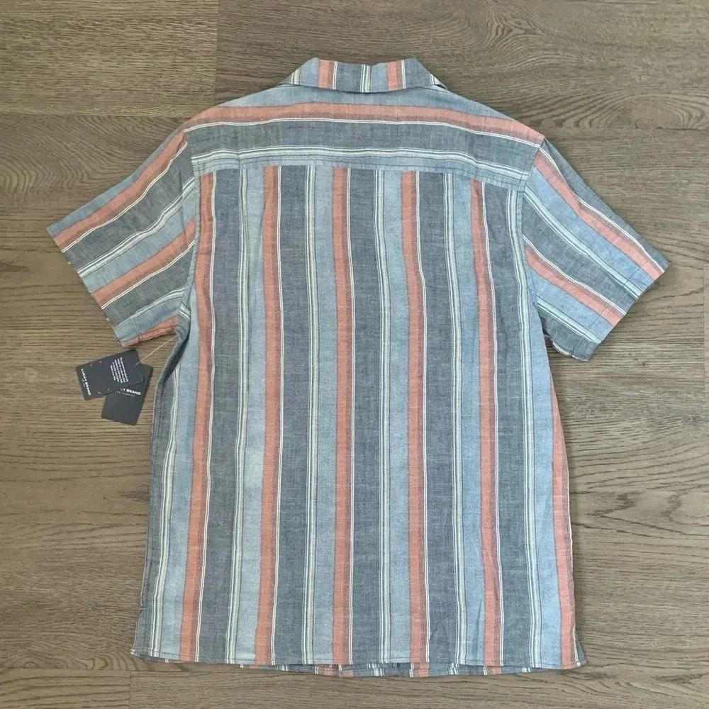 Lucky Brand Striped Short Sleeve Camp Collar Shirt - Size S - Blue/Red - NWT - Picture 6 of 12